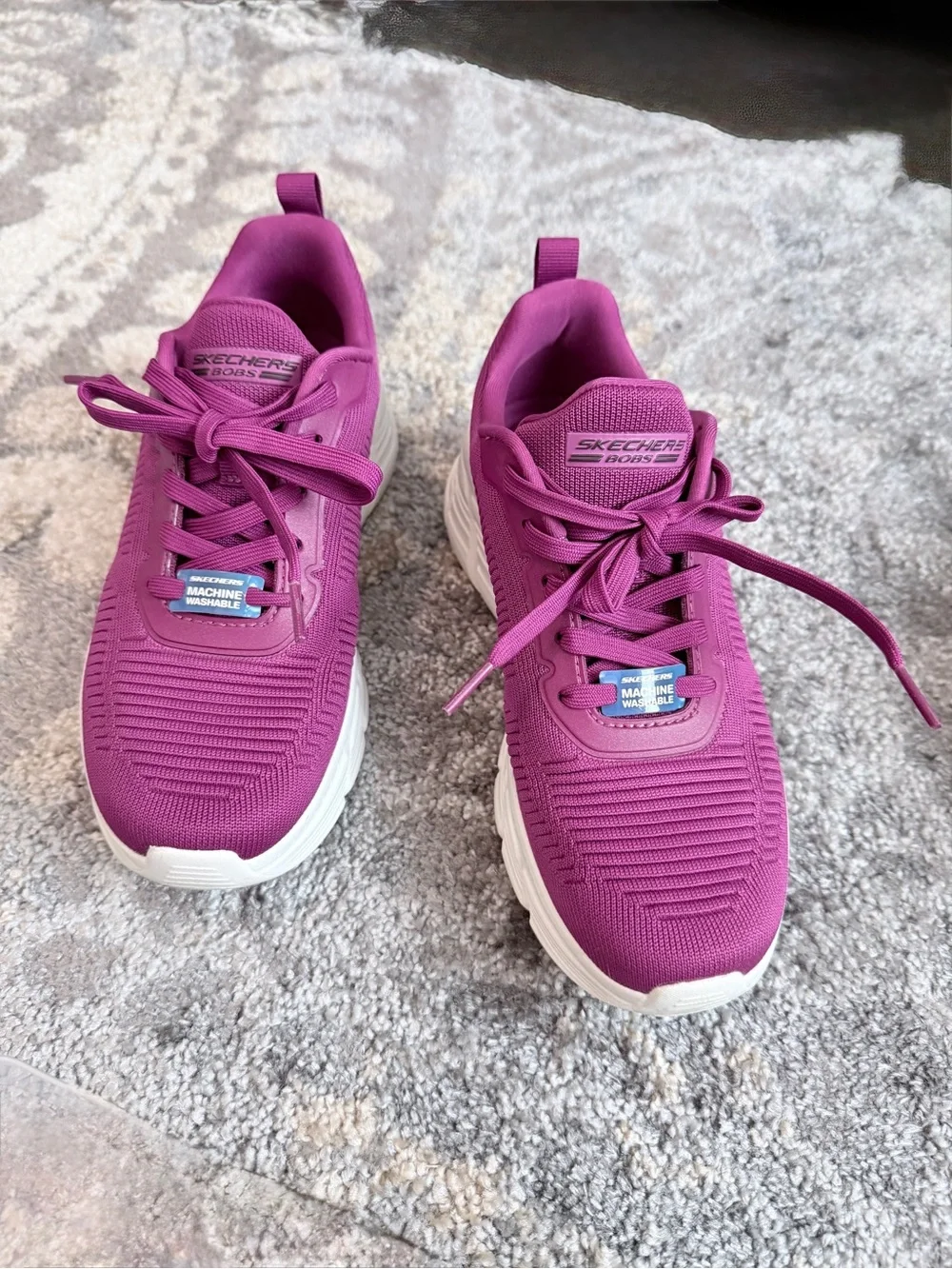 Skechers Women's Athletic Sneakers in Magenta with White Soles